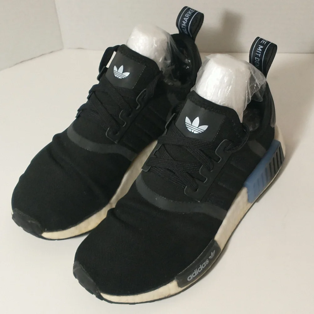 Adidas NMD R1‎ PrimeBlue, Size 6, Black White And Blue